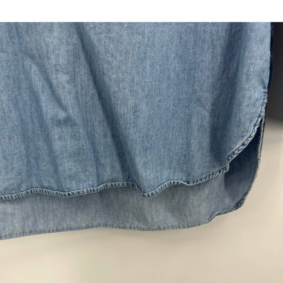 Per Se Chambray Tunic Blouse Button Front Scoop Neck Long Sleeve Women's XL - Picture 7 of 9